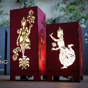 Lampa APSARA - szablon inspirowany stylem khmerskim (świątynie Angkor, Kambodża) - cięcie laserowe