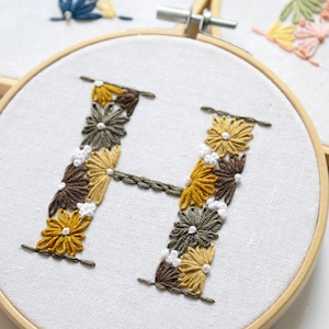 26 Letter Embroidery PDF Pattern - Floral Alphabet - Initial Nursery