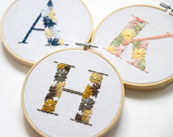 Floral Letter Embroidery Pattern: DIY Monogram (PDF Pattern)