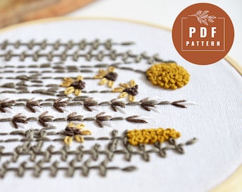 Patrón de bordado de flores silvestres para principiantes: punto de cruz floral (patrón PDF)