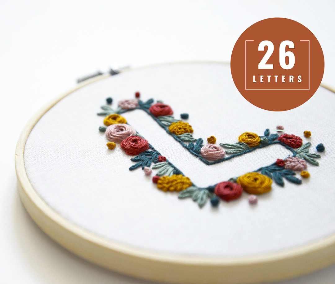 Floral Letter Embroidery Pattern: DIY Initial Hoop Art (PDF Pattern) - Etsy
