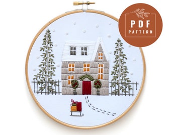 Cozy Cabin Hand Embroidery Kit - Stitched Modern
