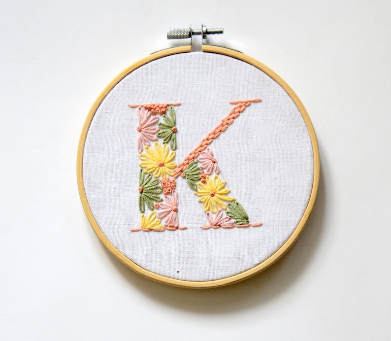 26 Letter Embroidery PDF Pattern - Floral Alphabet - Initial Nursery - Etsy