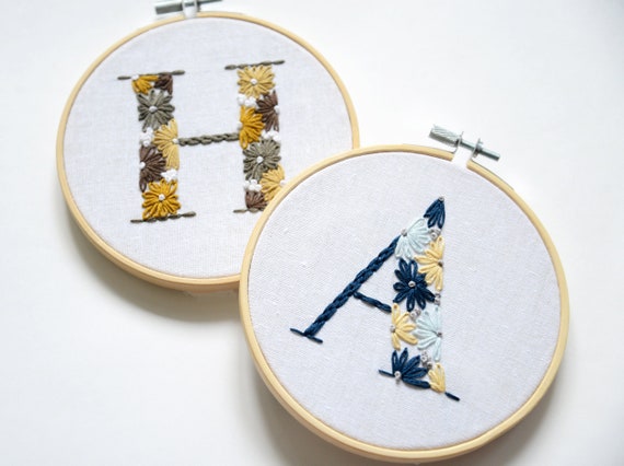Complete Alphabet Letters, Hand Embroidery Pattern, Floral