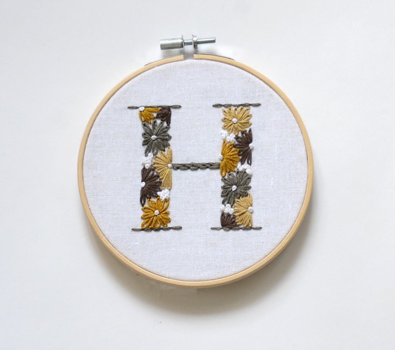 26 Letter Embroidery PDF Pattern - Floral Alphabet - Initial Nursery - Etsy