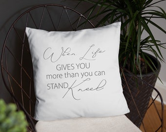 Quote Throw Pillow Inspirational Home Decor, Quote Pillow, Christian Faith Friend Gift, Bridal Shower Gift, Wedding Gift, Quote Pillow