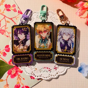 Penacony Aventurine, Dr. Ratio and Sunday | 3in Gold foil Acrylic Keychain