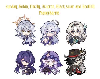 Boothill, Firefly, Robin, Sunday, Acheron and Black swan | 1in to 1.3in Acrylic Phone charms