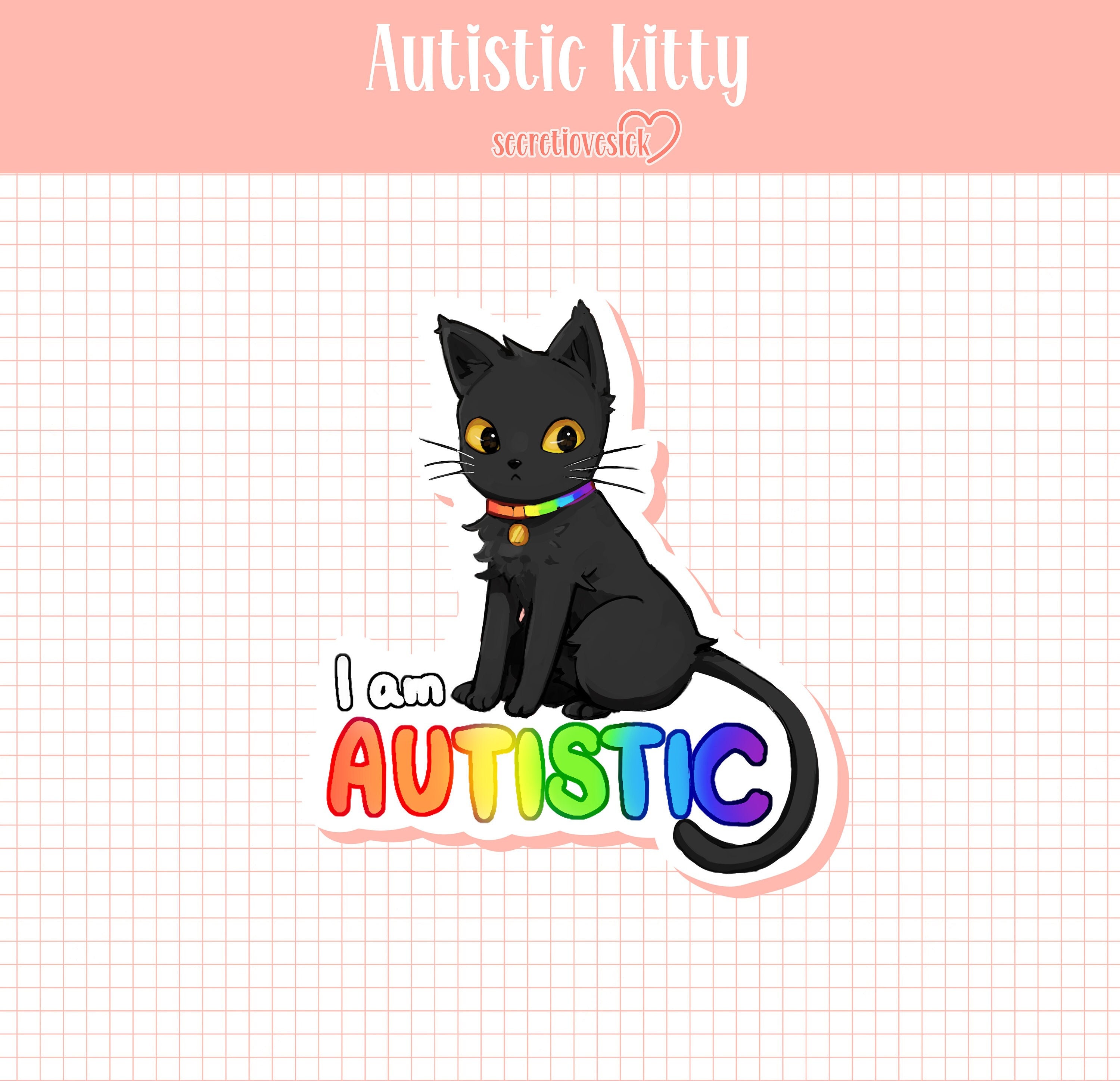 Autistic Cat Autism Pride Kitty 2.5in Vinyl Sticker Etsy