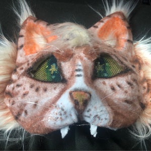 Orange tiger cat mask therian gear furry fursuit cheap