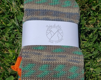 Green and Blue Handcranked Sock Tube 60 Stitches