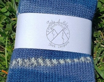 Blue Handcranked sock tube 60 Stitches