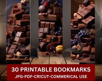Lot de 30 signets imprimables au chocolat délicieux, lot de 30 JPG/SVG/PDF, sublimation, Cricut, impression et découpe de Silhouette, usage commercial