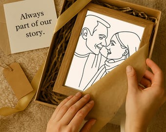 Portrait dessin au trait minimaliste personnalisé | Téléchargement numérique uniquement | oeuvre d'art personnalisée pour couple | Cadeau imprimable pour anniversaire, commémoration, mariage