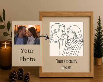 Portrait dessin au trait minimaliste personnalisé | Téléchargement numérique uniquement | oeuvre d'art personnalisée pour couple | Cadeau imprimable pour anniversaire, commémoration, mariage