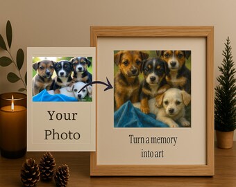 Peinture numérique réaliste personnalisée à partir d'une photo | Téléchargement de portrait numérique | Cadeau personnalisé pour couple, famille, monument commémoratif et animal de compagnie