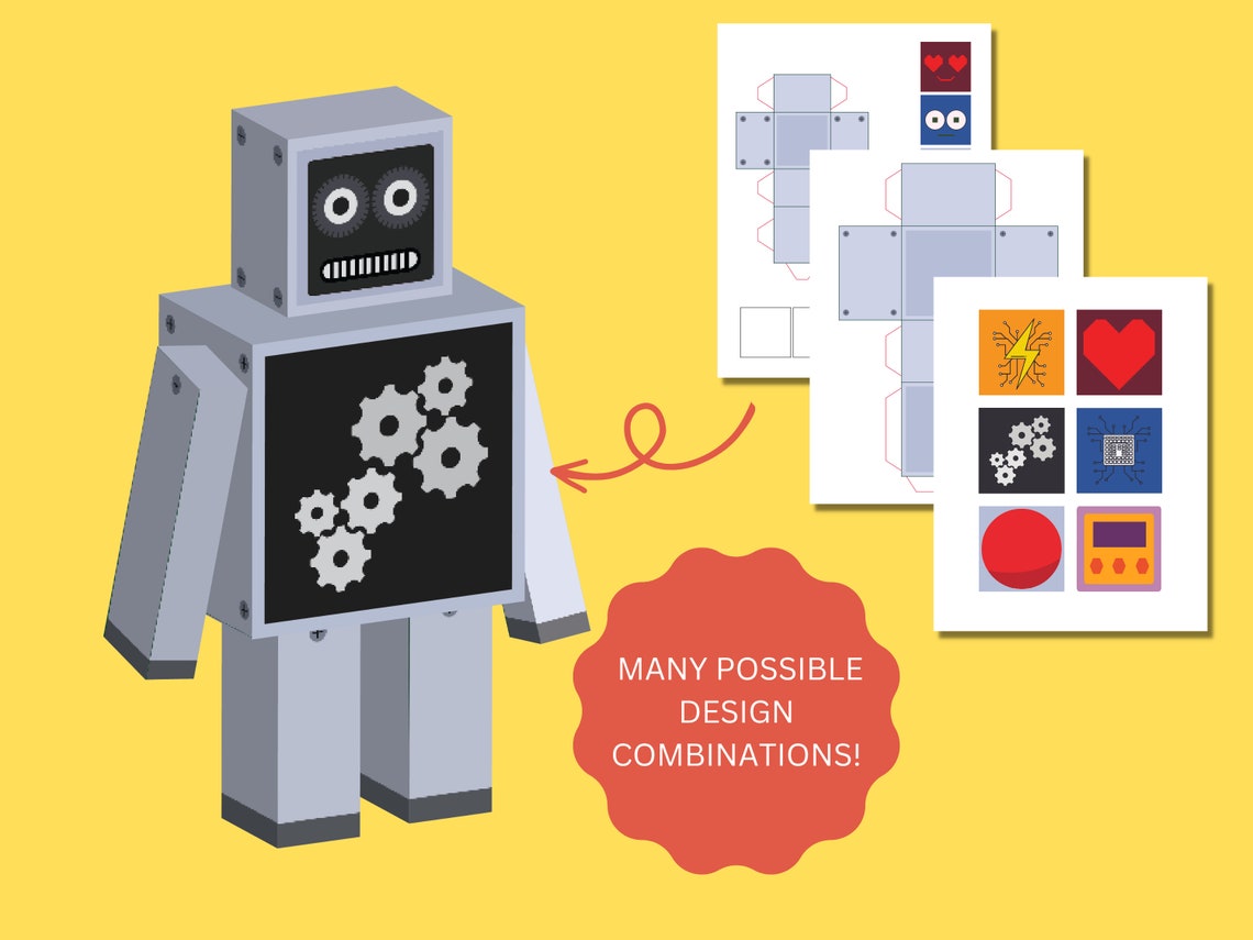 Printable DIY Paper Robots, Create Your Own Robot Kids Activity
