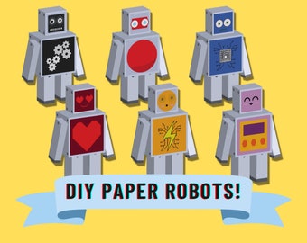 Printable DIY Paper Robots, Creative Kids Activity (Digital Download)