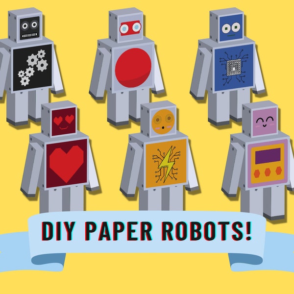 Printable DIY Paper Robots, Create Your Own Robot Kids Activity, Toddler Printable Toys, Kids Printable Digital Download, Instant Download