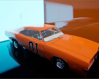 Digital Download the Dukes of Hazzard General Lee Car MUDDY VERSION 1969  Dodge Charger Illustration Car Art TV and Film Movie Car 