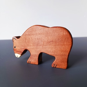 Urso de brinquedo de madeira, figura de animais da floresta, conjunto de brinquedos de animais da floresta, presente de aniversário para crianças, decoração de quarto infantil, brinquedo Montessori