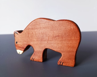 Wooden Toy Bear , Woodland Animals Figure  ,Forest Animals Toys Set ,  Birthday Gift For Kids , Kids Room Decor ,Montessori Toy