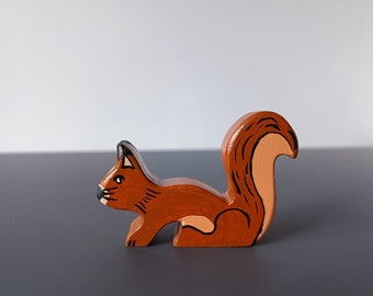 Wooden Toy Squirrel , Woodland Animals Figure  ,Forest Animals Toys Set ,  Birthday Gift For Kids , Kids Room Decor ,Montessori Toy