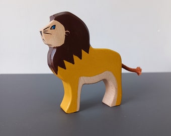 Wooden figure lion , Waldorf Wooden Toy Figures , Wooden lion Wooden toy wooden figurine for Waldorf and Montessori