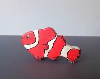Nemo Fish Wooden Figure Toy , Wooden Sea Animals Toys,  Marine Animals Set,  Kids Room Decor, Wooden Animal Figures , Orca ,  Gift For Kids