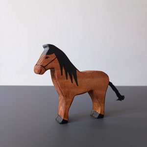 Handmade Wooden &quot; Horse &quot; Animal Toy , Set of Farm Animals Wooden Figures , Waldorf And Montessori Toys , Gift for Kids and Baby girl