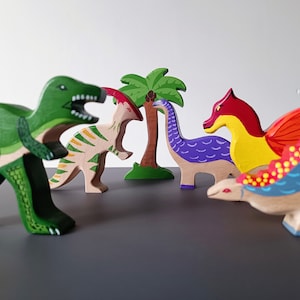 Dinosaur Wooden Toys , Wooden Animals Figures , Handmade Wooden Toys , Montessori Waldorf Animals , Kids Room Decor , T-Rex , Red Dragon Toy