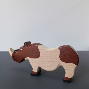 Wooden Figure Rhino , Waldorf Wooden Toy Figures ,Wooden Rhino  Wooden toy , wooden figurine for Waldorf and Montessori