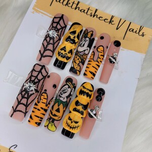 Halloween Pumpkin Character Nails