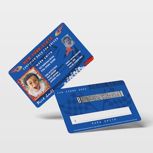 Custom Play-rijbewijs raceauto | Kinderen speelgoed doen alsof autocoureur | Volledig personaliseren, ideaal voor cadeaus | ID-kaart voor fantasiespelen