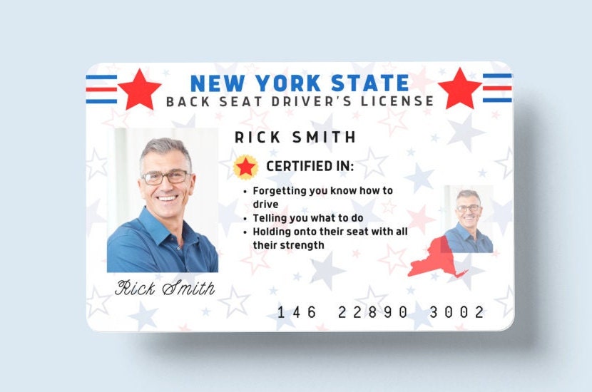 Spoof Back Seat Driver's License Gift - Fully Customizable