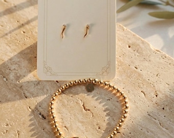 Gold Italian Horn Bracelet Stud Earrings Gift Set Italian Cornicello Good Luck Charm Protection Jewelry Prosperity Gift For Women