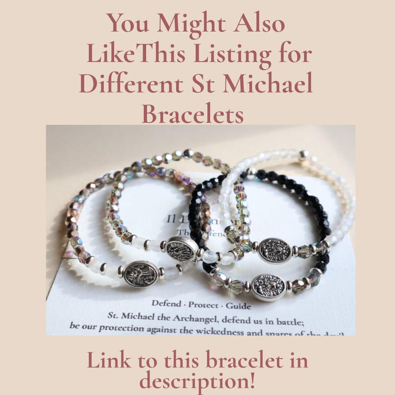 Archangel Saint Michael Bead Bracelet Stretch Guardian Angel Spiritual Jewelry Gift Catholic Saint Michael Bracelet image 14