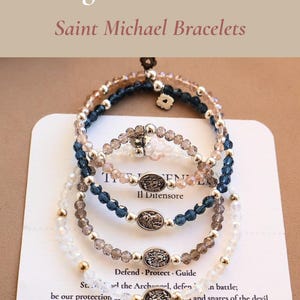 Archangel Saint Michael Bead Bracelet Stretch Guardian Angel Spiritual Jewelry Gift Catholic Saint Michael Bracelet image 19