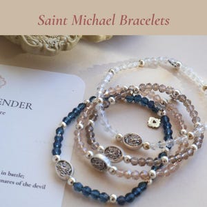 Archangel Saint Michael Bead Bracelet Stretch Guardian Angel Spiritual Jewelry Gift Catholic Saint Michael Bracelet image 18