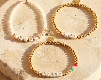 Nonna Bracelet Italian Grandma Gift Handmade Bead Bracelet For Nana Gold Or White Bead Bracelet Italian Jewelry For Grandmother Christmas