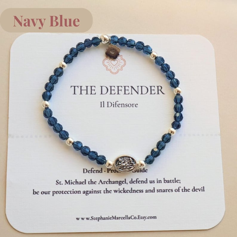 Archangel Saint Michael Bead Bracelet Stretch Guardian Angel Spiritual Jewelry Gift Catholic Saint Michael Bracelet image 7