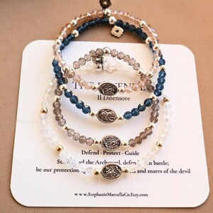 Archangel Saint Michael Bead Bracelet Stretch Guardian Angel Spiritual Jewelry Gift Catholic Saint Michael Bracelet image 2