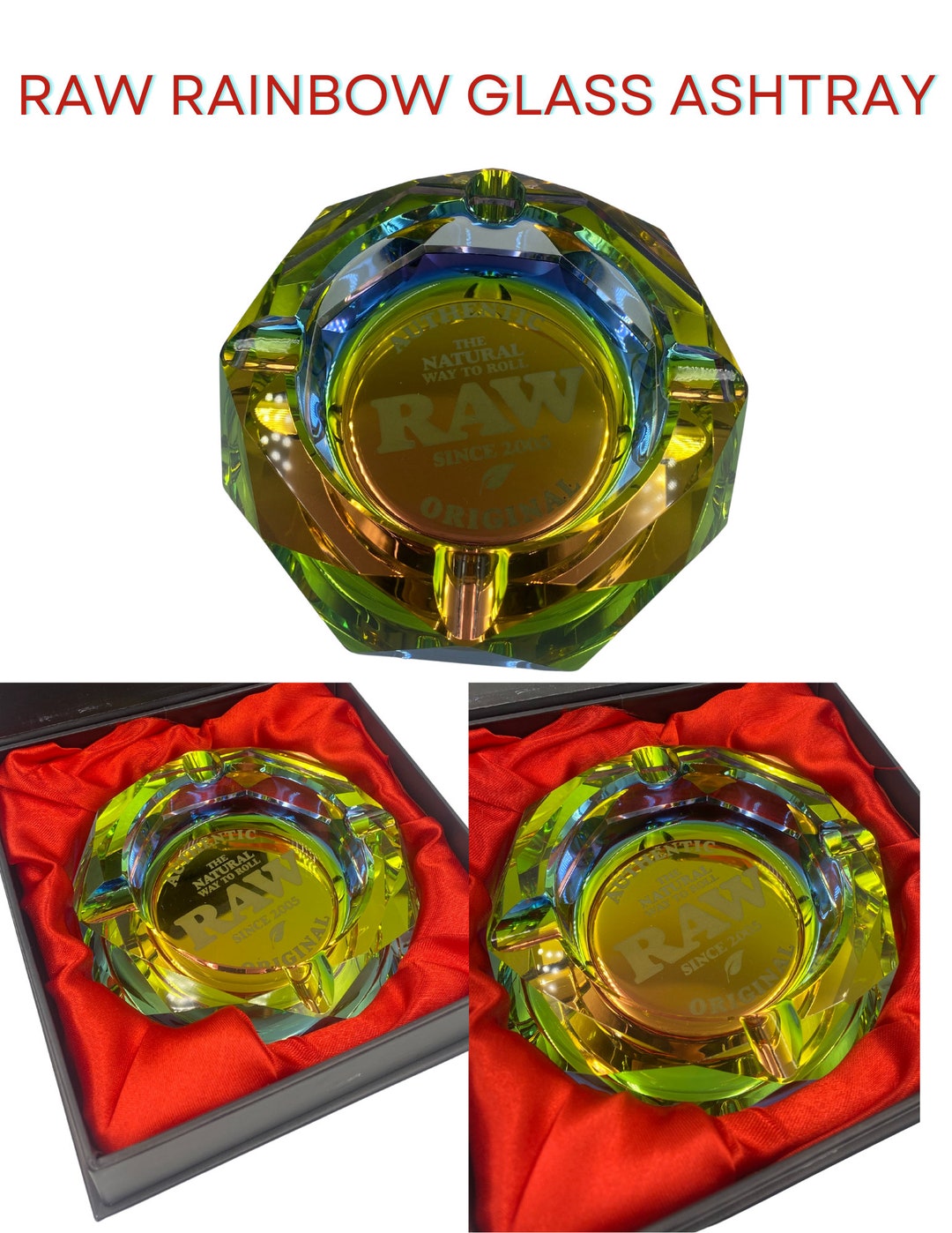 Portacenere RAW In Vetro Arcobaleno - Design Multicolore, Per Fumatori - Foto 5