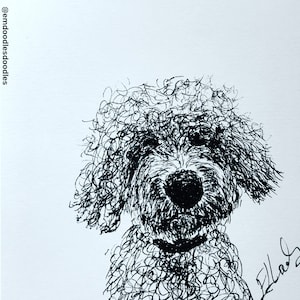 Griffonnage personnalisé dessiné à la main de votre chien A6 (carte postale)