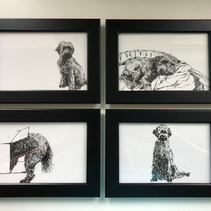 Cartes postales pour chiens dessinées à la main (paquet de 4 dessins) - set no 4