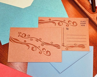 Postcard Stationery Pen Pal Pack - Gift for Teens - Handmade Kit for Postcrossing - Set of 5 Postcards + Address Sheet