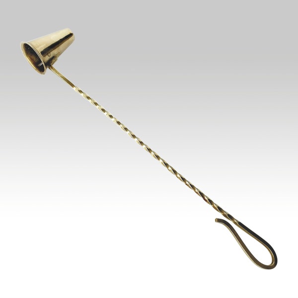 Long vintage brass Candle Snuffer with twisted handle in retro style