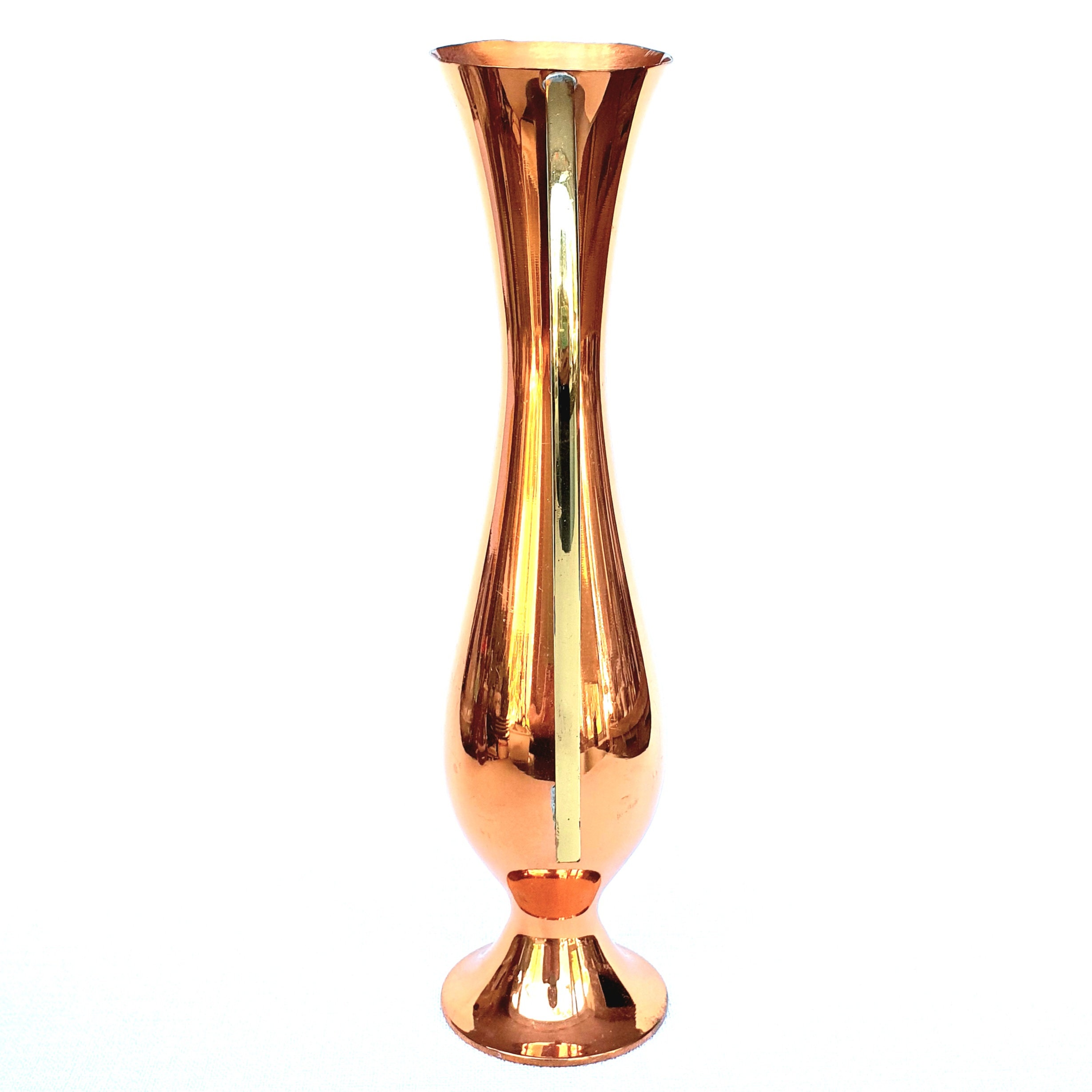 Copper Tall Skinny Vase Vintage Mid Century Modern Stylish Etsy