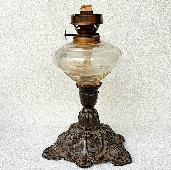 Lampe à Pétrole En Verre Ciselé - Transparent - Décoration Vintage - À L'ancienne