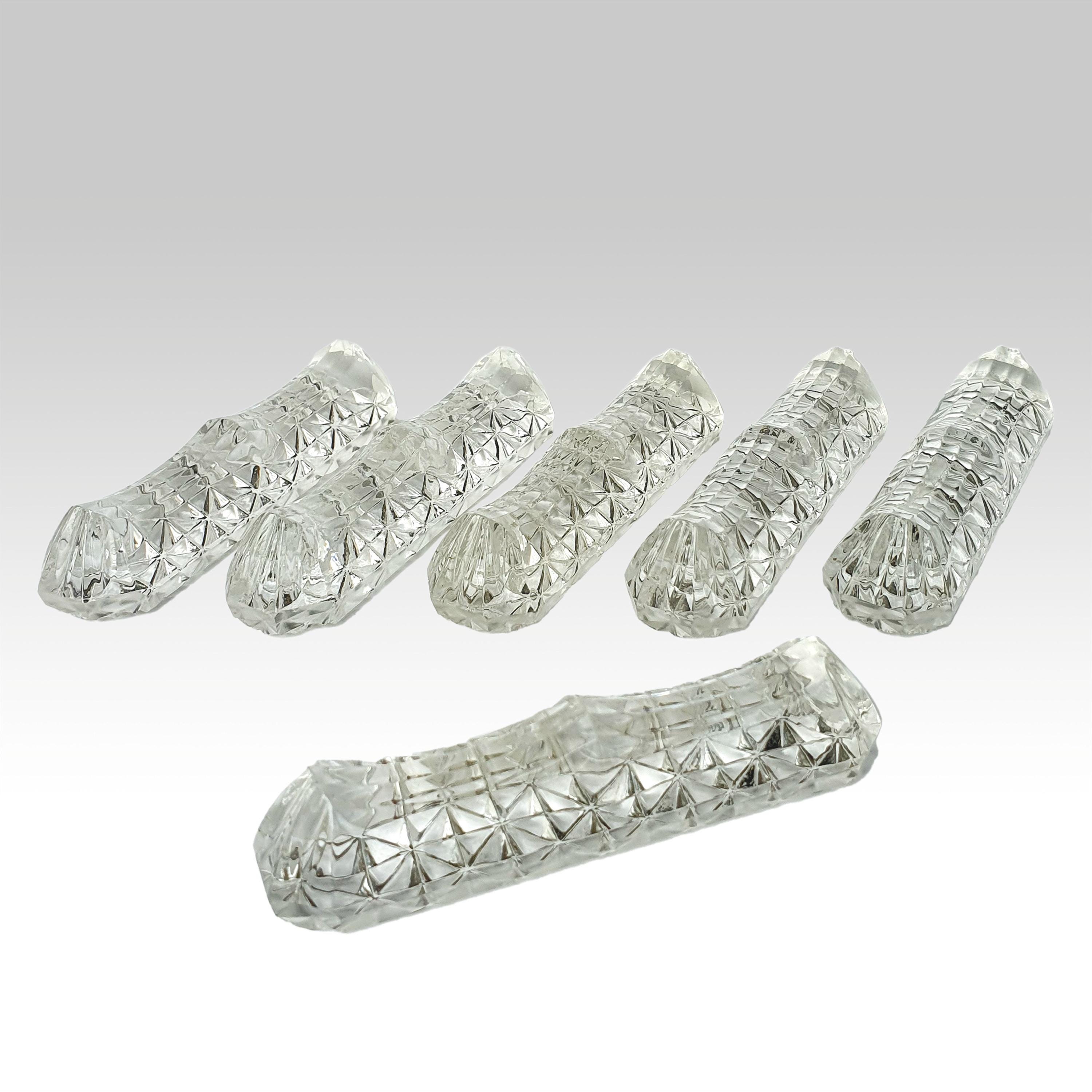 Reposacuchillos vintage de cristal tallado francés - Juego de 6 - Base con corte de diamante